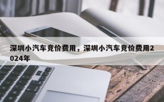 深圳小汽车竞价费用，深圳小汽车竞价费用2024年